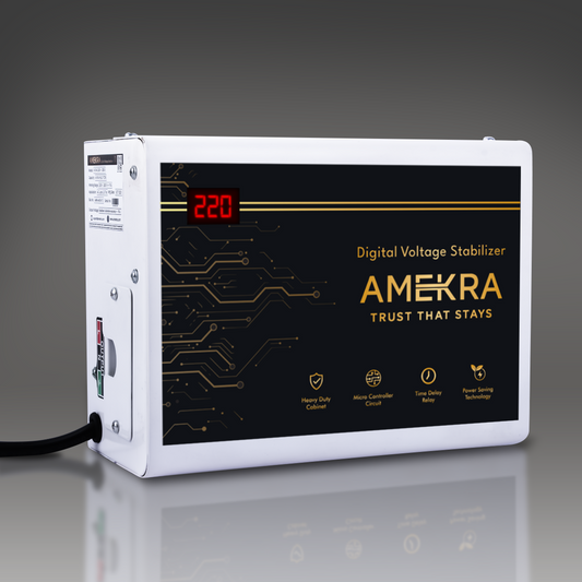 Amekra - Wall Mount Stabilizer for AC Upto 0.8, 1.0, 1.5 Ton - 4KVA - 150V Digital - Copper