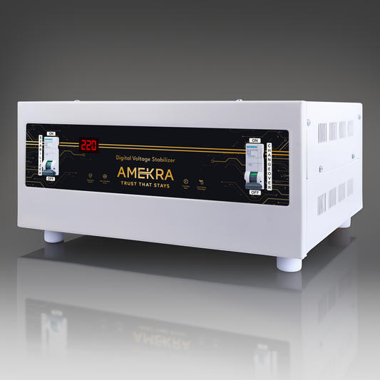 Amekra - Table Top Mainline Voltage Stabilizer for Home - 10KVA - 90V - 8000W - Aluminium