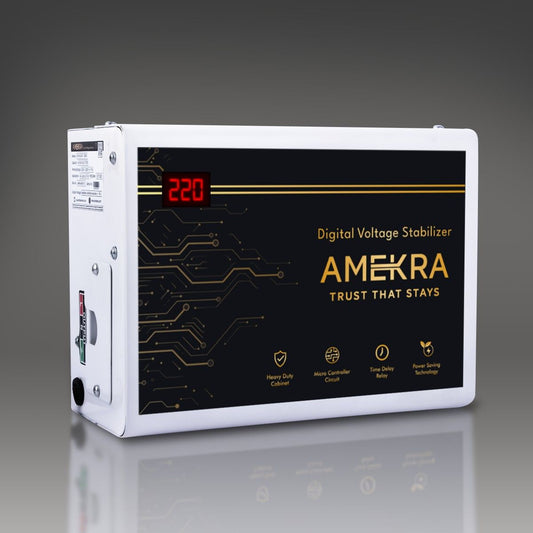 Amekra AC Stabilizer for Upto 1.5 Ton - 4 KVA 165V - (White)