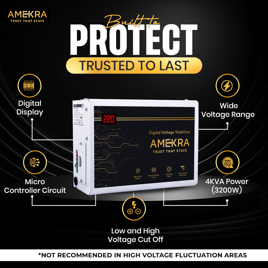 Amekra AC Stabilizer for Upto 1.5 Ton - 4 KVA 165V