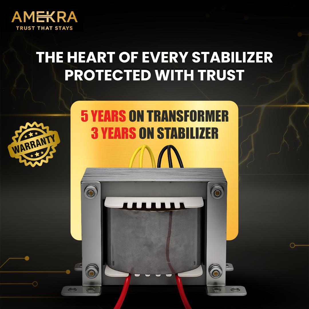 5 years warranty on Amekra voltage stabilizers