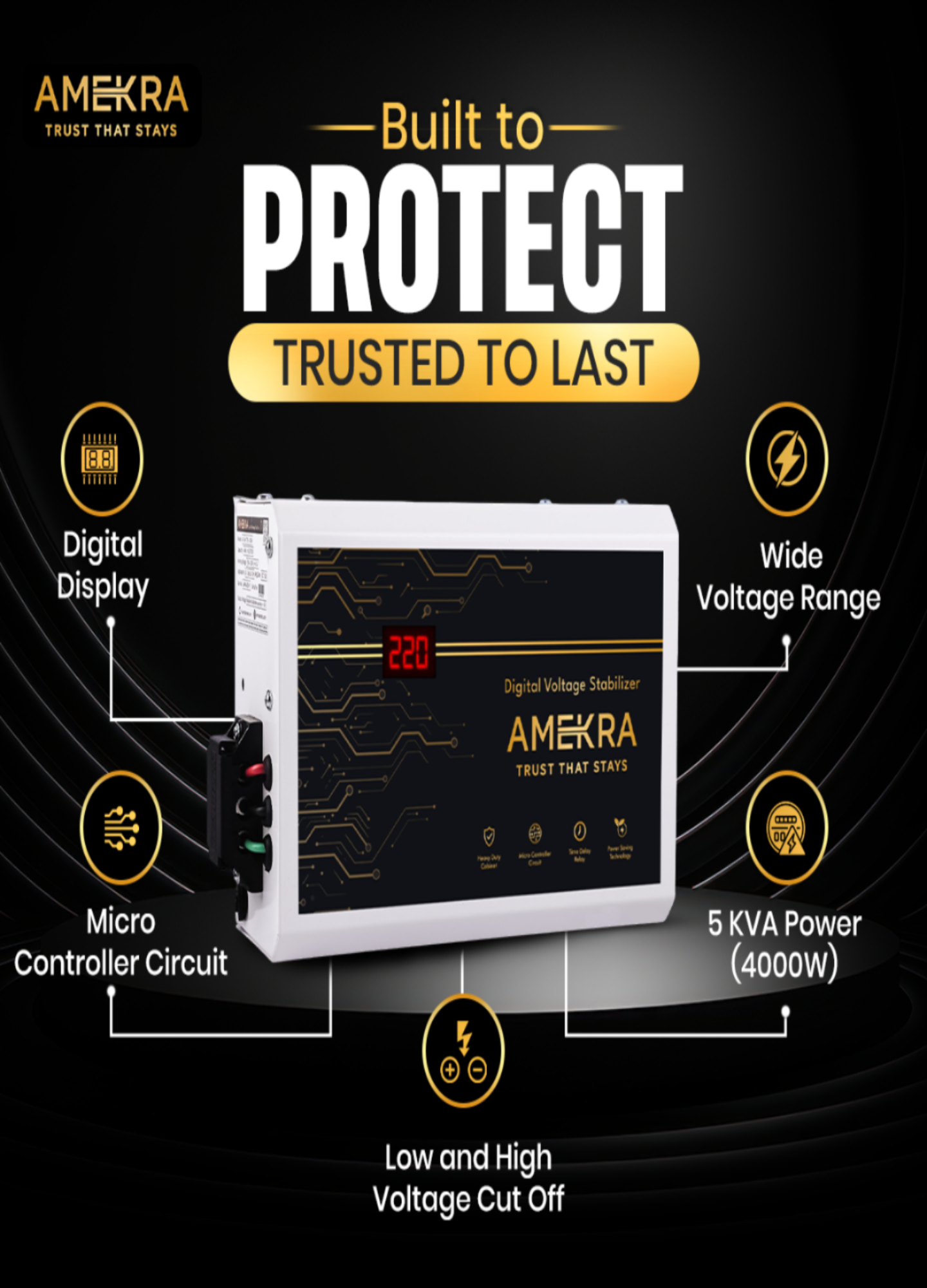 Amekra power conditioner with features highlighted