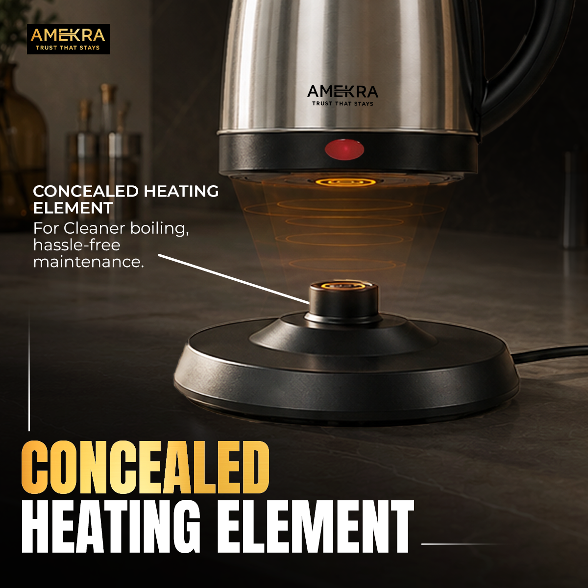 AMEKRA 1.8 L Electric Kettle – 1500W Rapid Boiling Electric Kettle