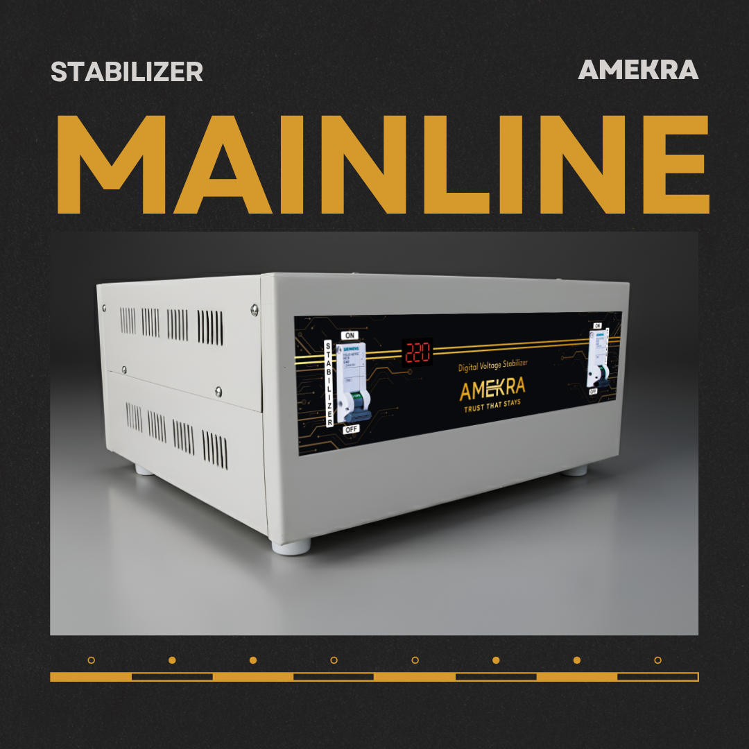 Amekra - Wall Mount Mainline Voltage Stabilizer for Home - 5KVA - 130V - 4000W - Aluminium
