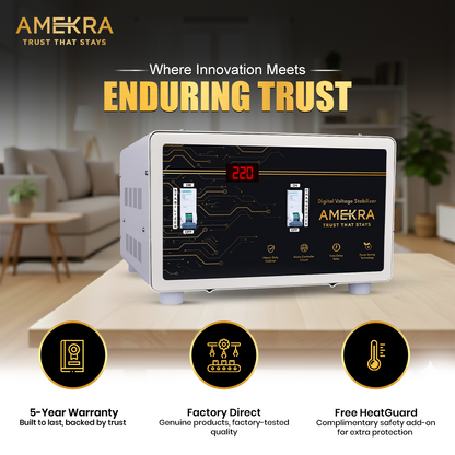 Amekra 15 KVA Aluminium 130V-280V Mainline Heavy Duty Voltage Stabilizer For Home 12000W for Single Phase
