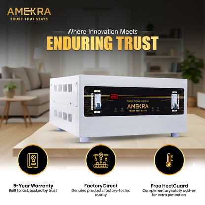 Amekra 5KVA Copper 130V - 280V Mainline Heavy Duty Voltage Stabilizer For Home 4000W for Single Phase