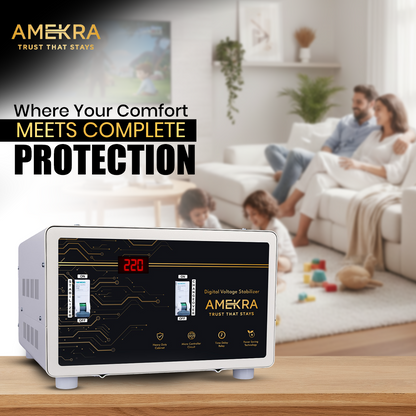 Amekra 15 KVA Aluminium 130V-280V Mainline Heavy Duty Voltage Stabilizer For Home 12000W for Single Phase