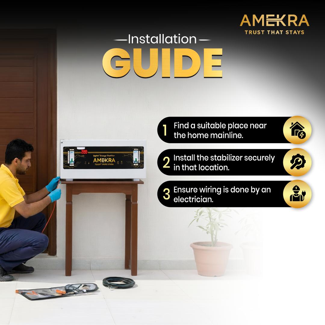 Amekra 5KVA Copper 130V - 280V Mainline Heavy Duty Voltage Stabilizer For Home 4000W for Single Phase