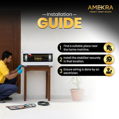 Amekra 5KVA Copper 130V - 280V Mainline Heavy Duty Voltage Stabilizer For Home 4000W for Single Phase