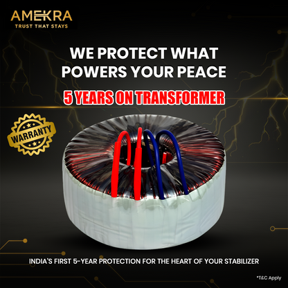 Amekra - Wall Mount Stabilizer for AC Upto 0.8, 1.0, 1.5 Ton - 4KVA - 130V Digital - Copper